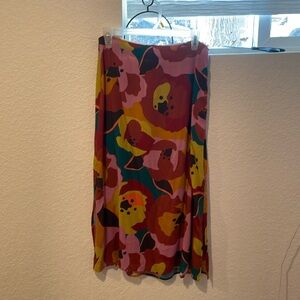 Floral Midi Skirt in Pink and Yellow